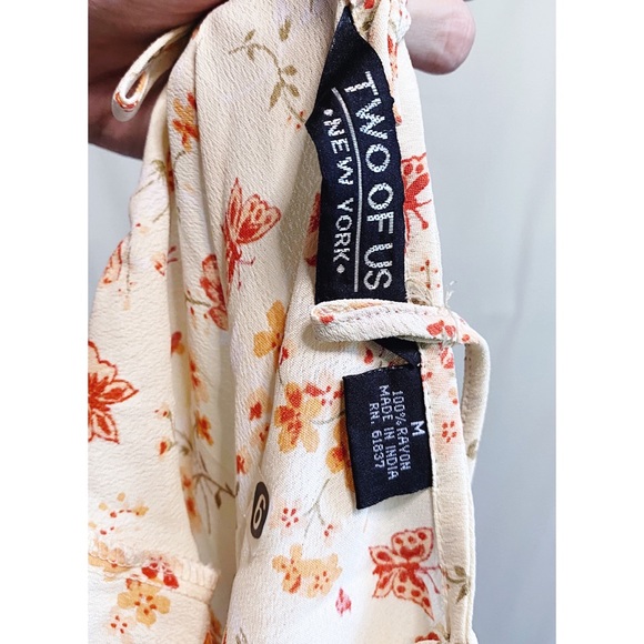 Vintage Y2K Dainty Butterfly Floral Printed Peachy Cream Midi Dress NWT - Picture 7 of 8